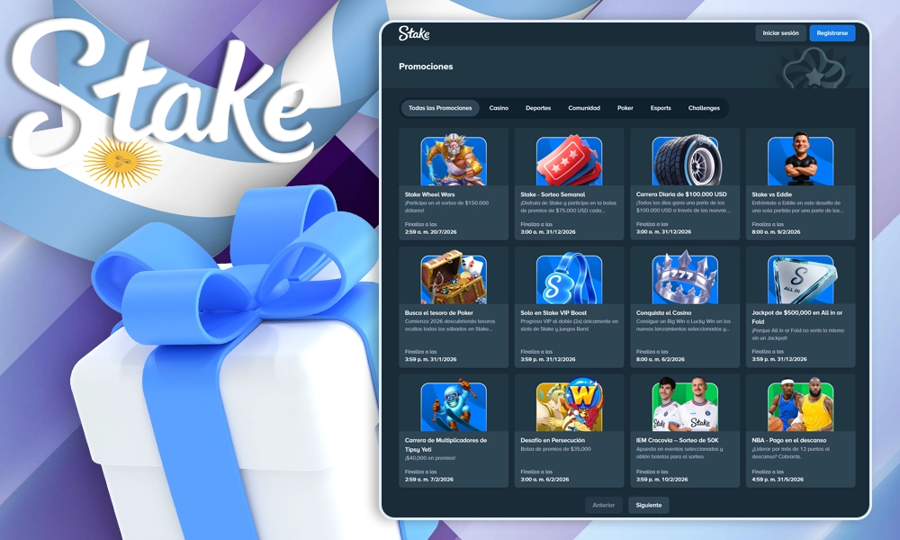 Bonificaciones ofrecidas por Stake