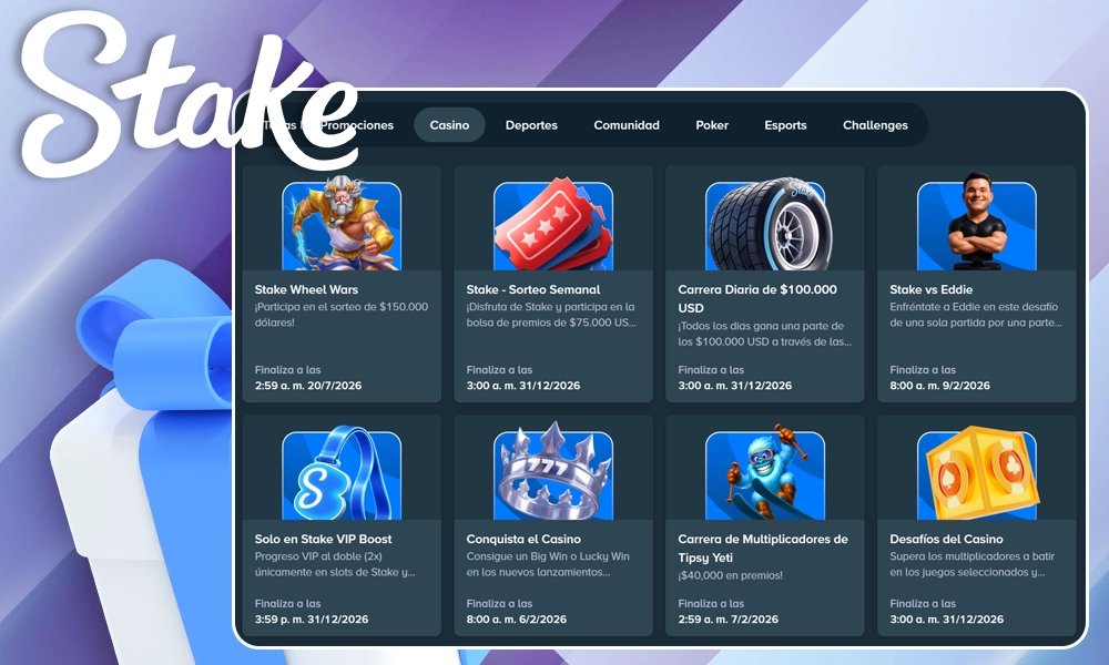 Bonos de Casino en Stake Disponibles